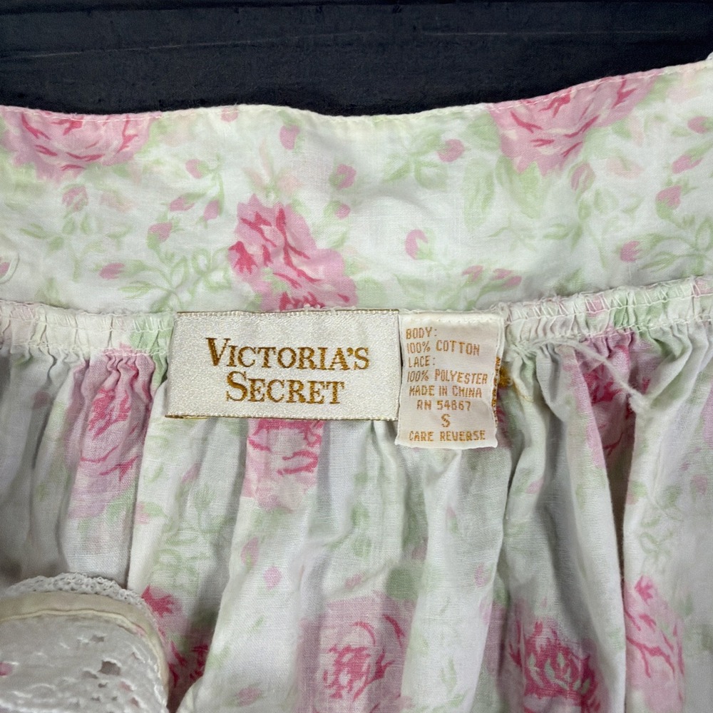 VTG Victoria's Secret Gold Label Cotton Floral Nightgown Cottagecore Prairie S - Picture 2 of 7